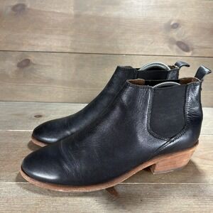 frye carson womens size 7.5 shoes black leather heel ankle chelsea boots